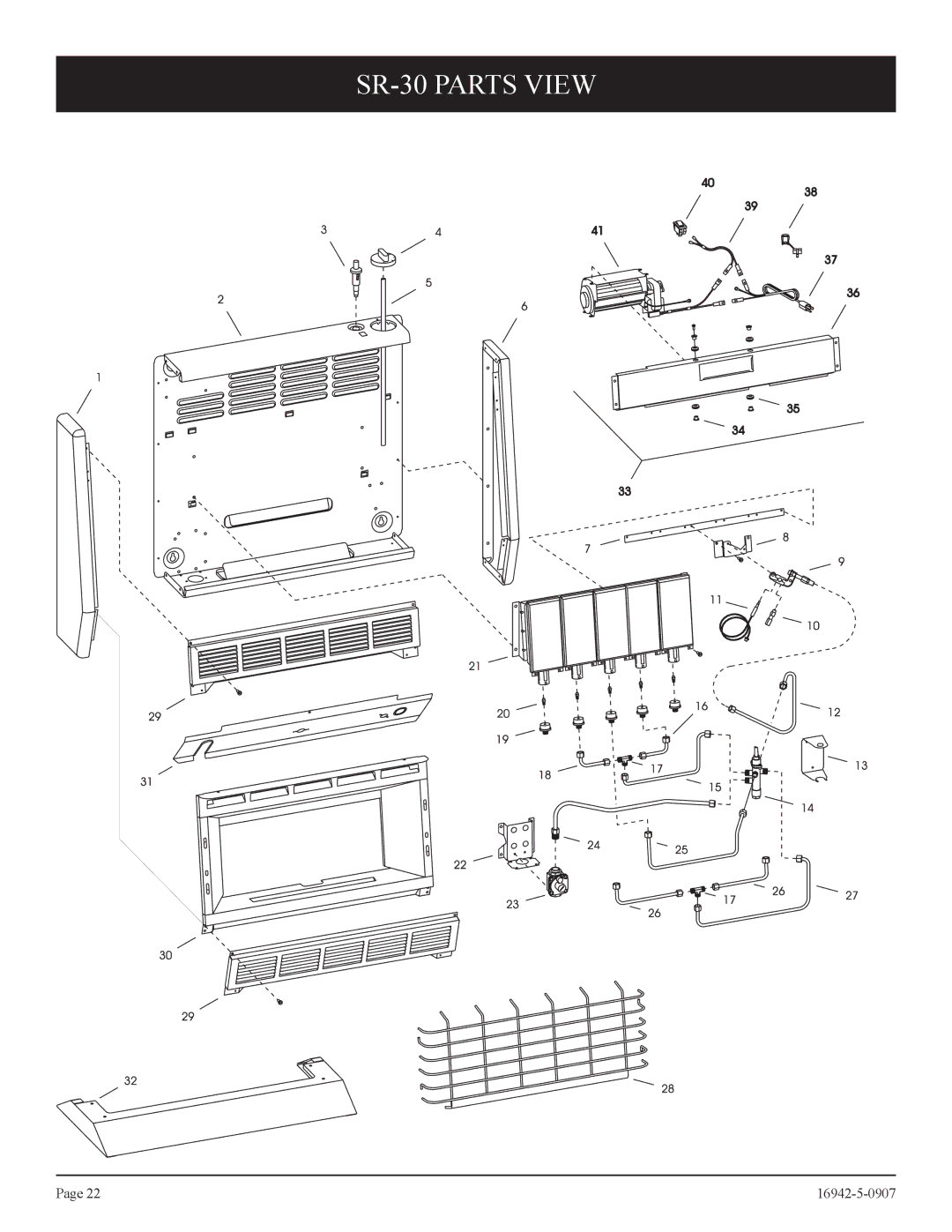 Empire Comfort Systems installation instructions SR-30 Parts View 