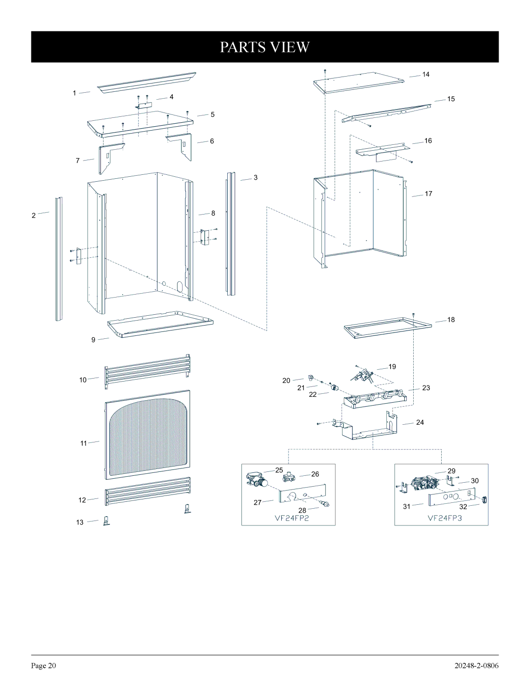 Empire Comfort Systems VF24FP2-1, VF24FP3-1 installation instructions Parts View 