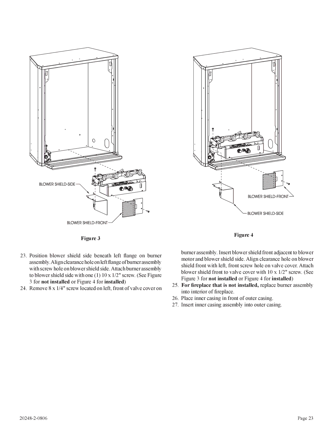 Empire Comfort Systems VF24FP3-1, VF24FP2-1 installation instructions 20248-2-0806 