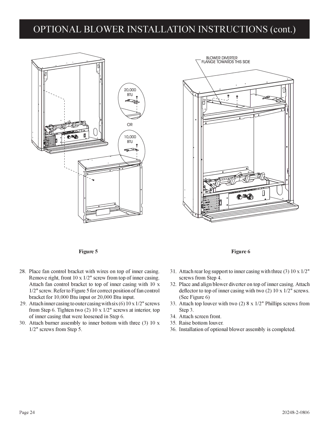 Empire Comfort Systems VF24FP2-1, VF24FP3-1 installation instructions Optional Blower Installation Instructions 