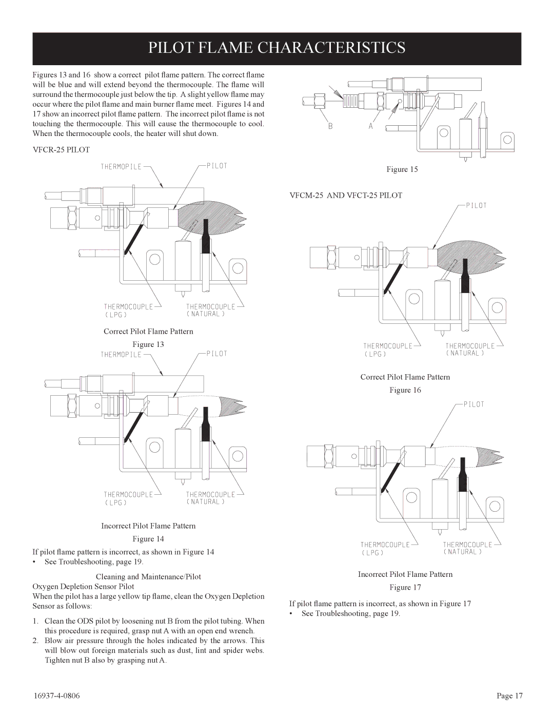 Empire Comfort Systems VFCM-25-3. VFCR-25-3, VFCT25-3 installation instructions Pilot Flame Characteristics, VFCR-25 Pilot 