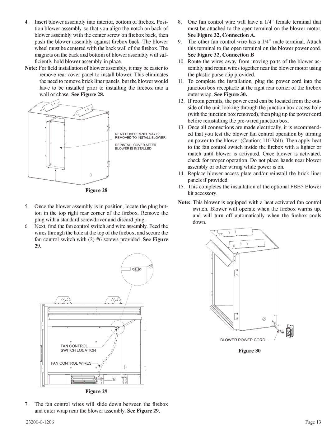 Empire Comfort Systems VFD36FB2DL-1, VFD32FB2DL-1, VFD32FB2CL-1, VFD36FB2CL-1 See , Connection a, See , Connection B 