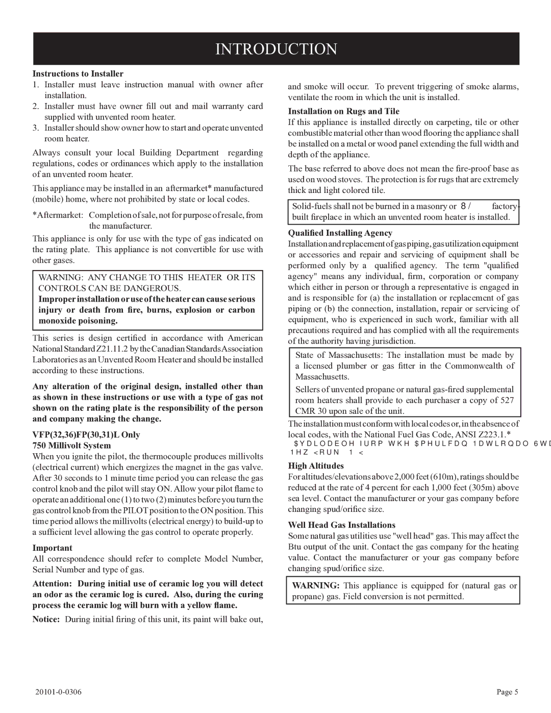 Empire Comfort Systems VFP36FP, VFP32FP, 31)L(N, P)-1, 21)L(N installation instructions Introduction 