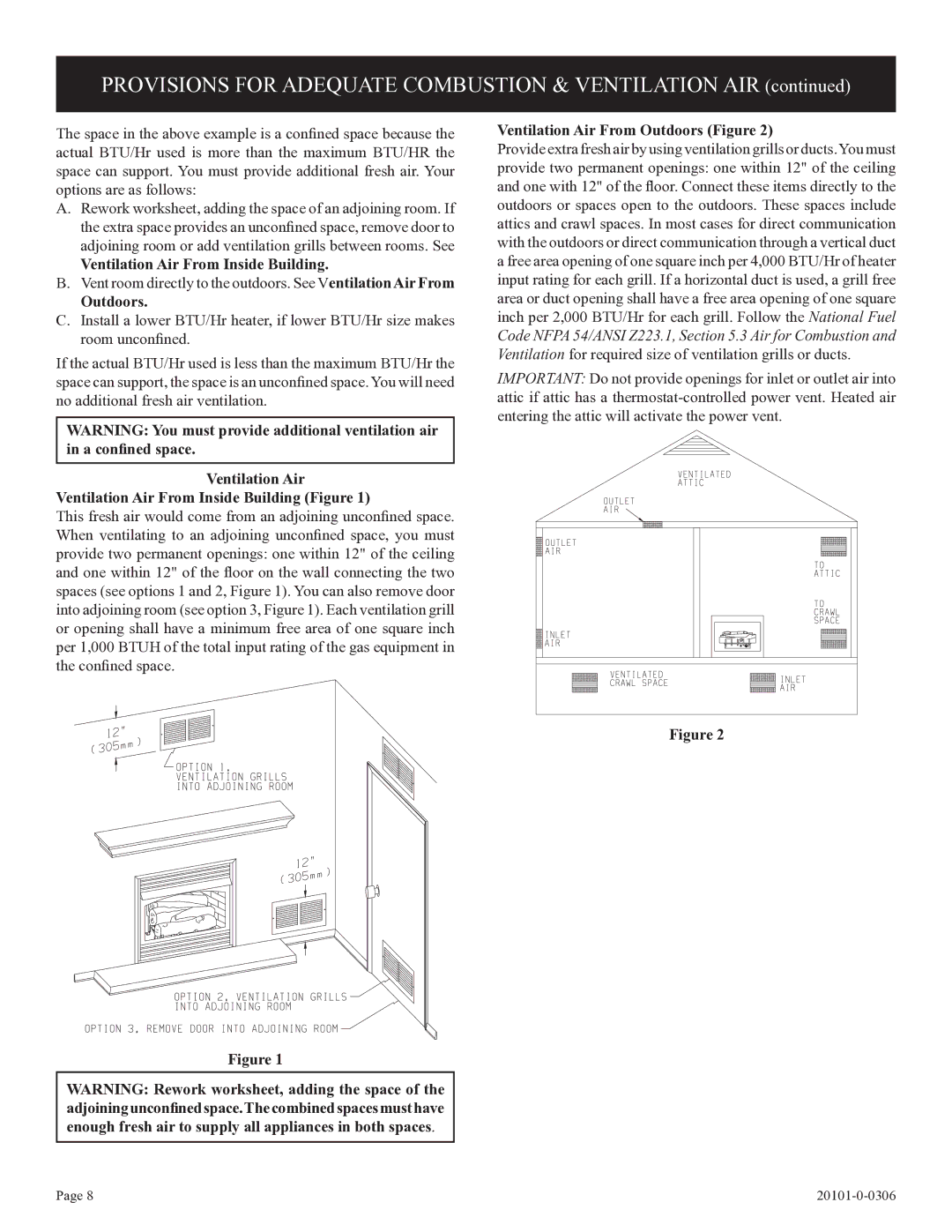 Empire Comfort Systems P)-1, VFP36FP, 31)L(N Ventilation Air From Inside Building, Ventilation Air From Outdoors Figure 