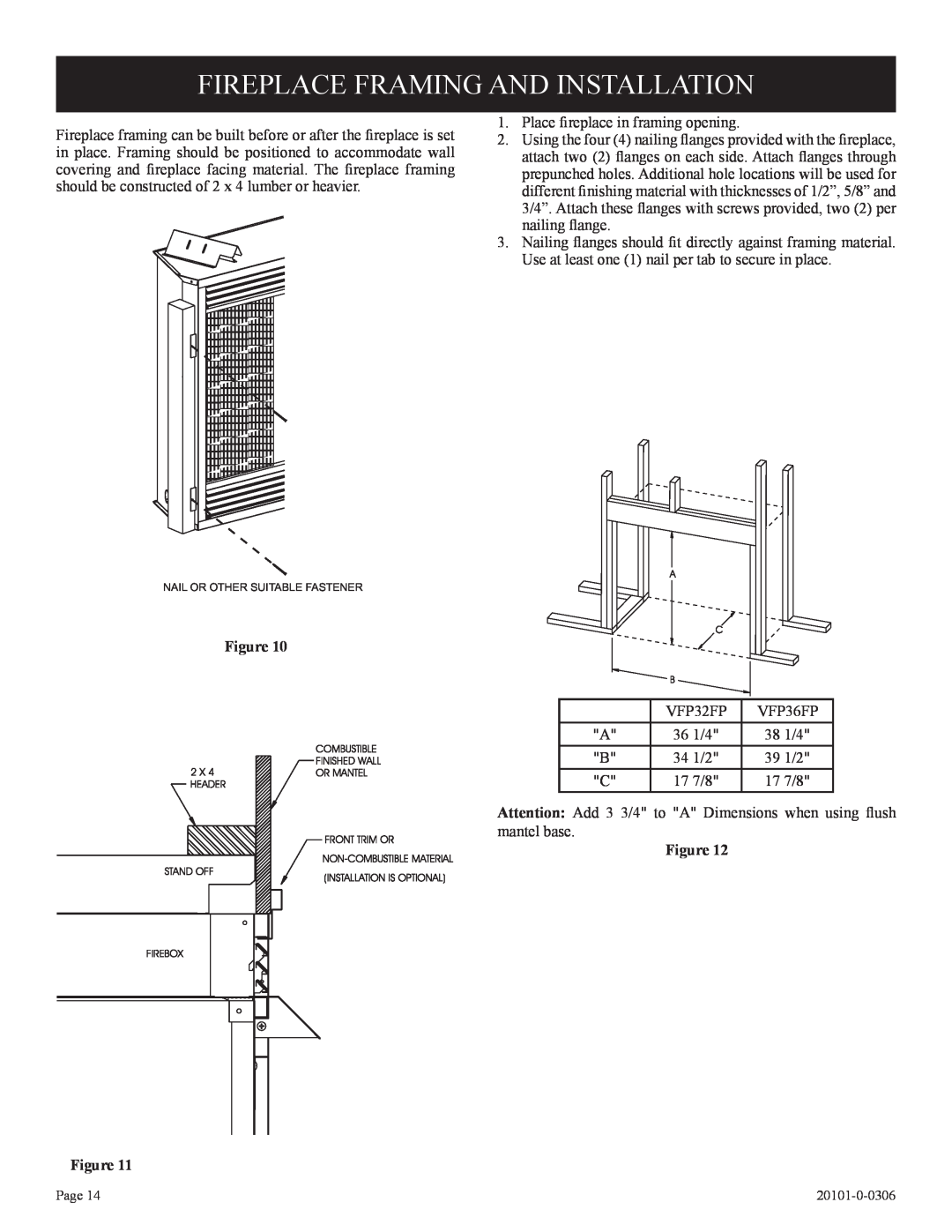 Empire Comfort Systems 21)L(N, VFP36FP, VFP32FP, 31)L(N, P)-1 Fireplace Framing And Installation, Figure Figure 