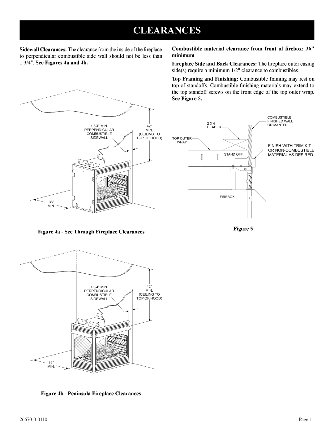 Empire Comfort Systems VFP36PP32EP-2, VFP36SP32EN-2, VFP36PP32EN-2, VFP36SP32EP-2 Clearances, See Figure 