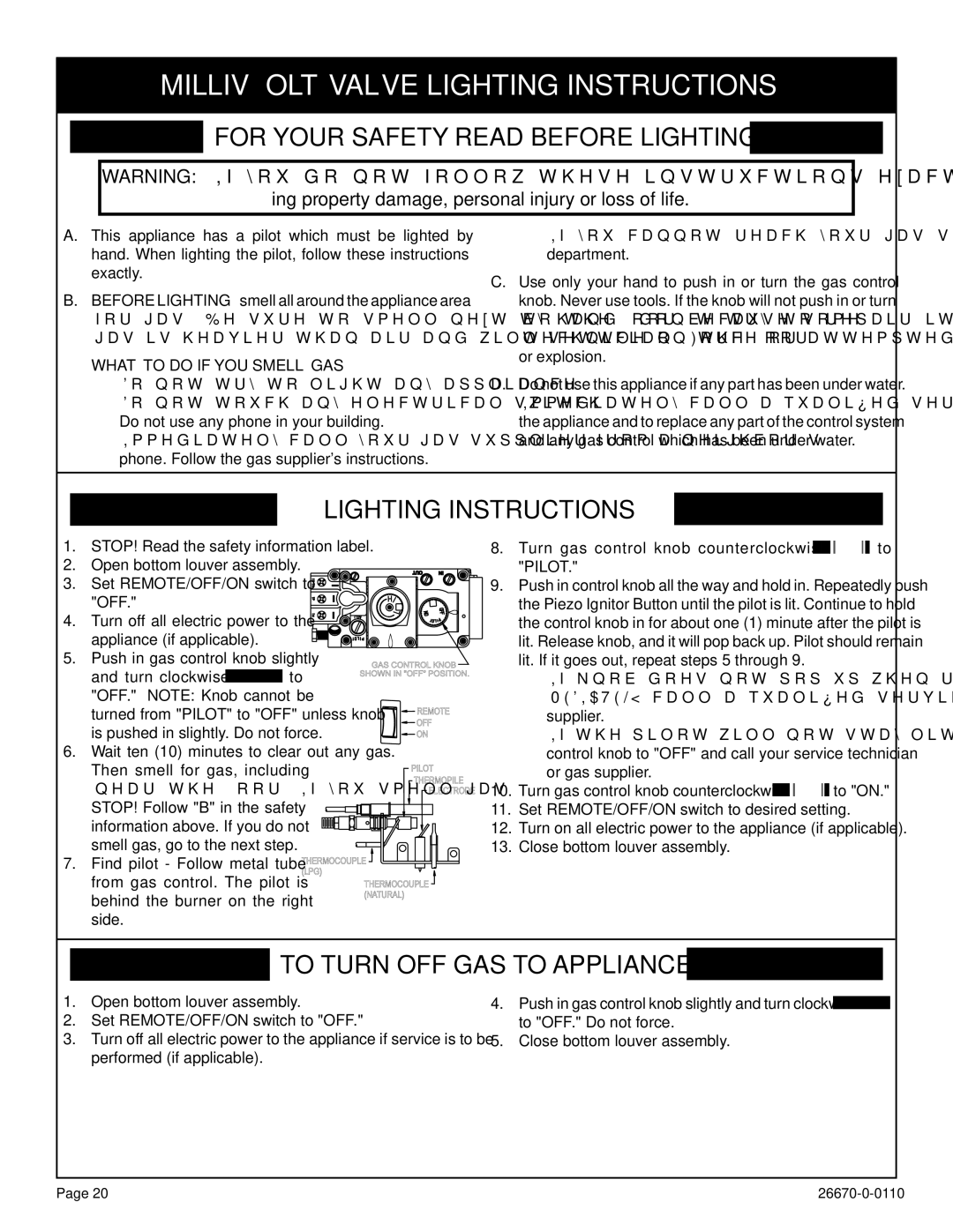 Empire Comfort Systems VFP36SP32EN-2, VFP36PP32EN-2, VFP36SP32EP-2, VFP36PP32EP-2 Millivolt Valve lighting instructions 