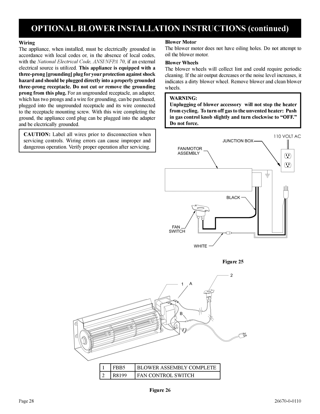 Empire Comfort Systems VFP36SP32EN-2, VFP36PP32EN-2, VFP36SP32EP-2, VFP36PP32EP-2 Blower Motor, Blower Wheels 