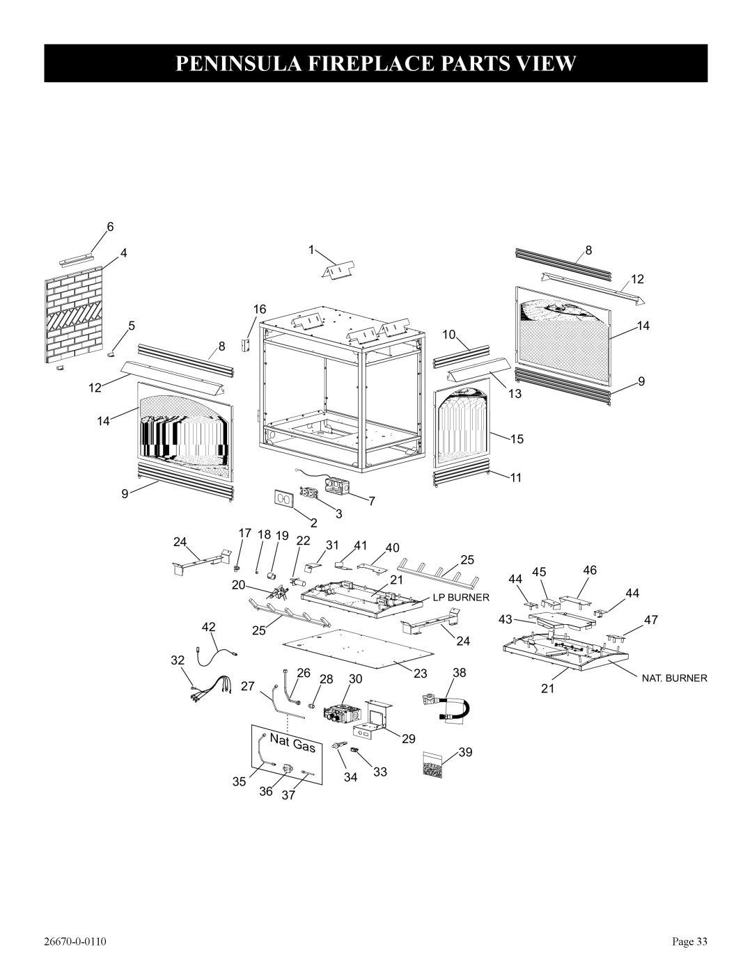 Empire Comfort Systems VFP36PP32EN-2, VFP36SP32EN-2, VFP36SP32EP-2, VFP36PP32EP-2 Peninsula Fireplace Parts View 