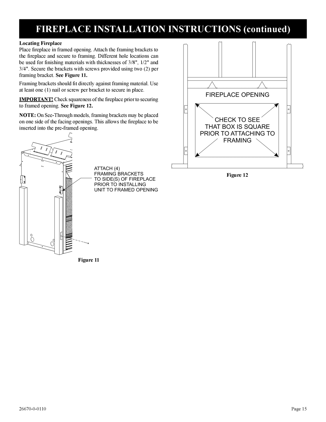 Empire Comfort Systems VFP36PP32EP-2 FIREPLACE INSTALLATION INSTRUCTIONS continued, Prior To Attaching To Framing 