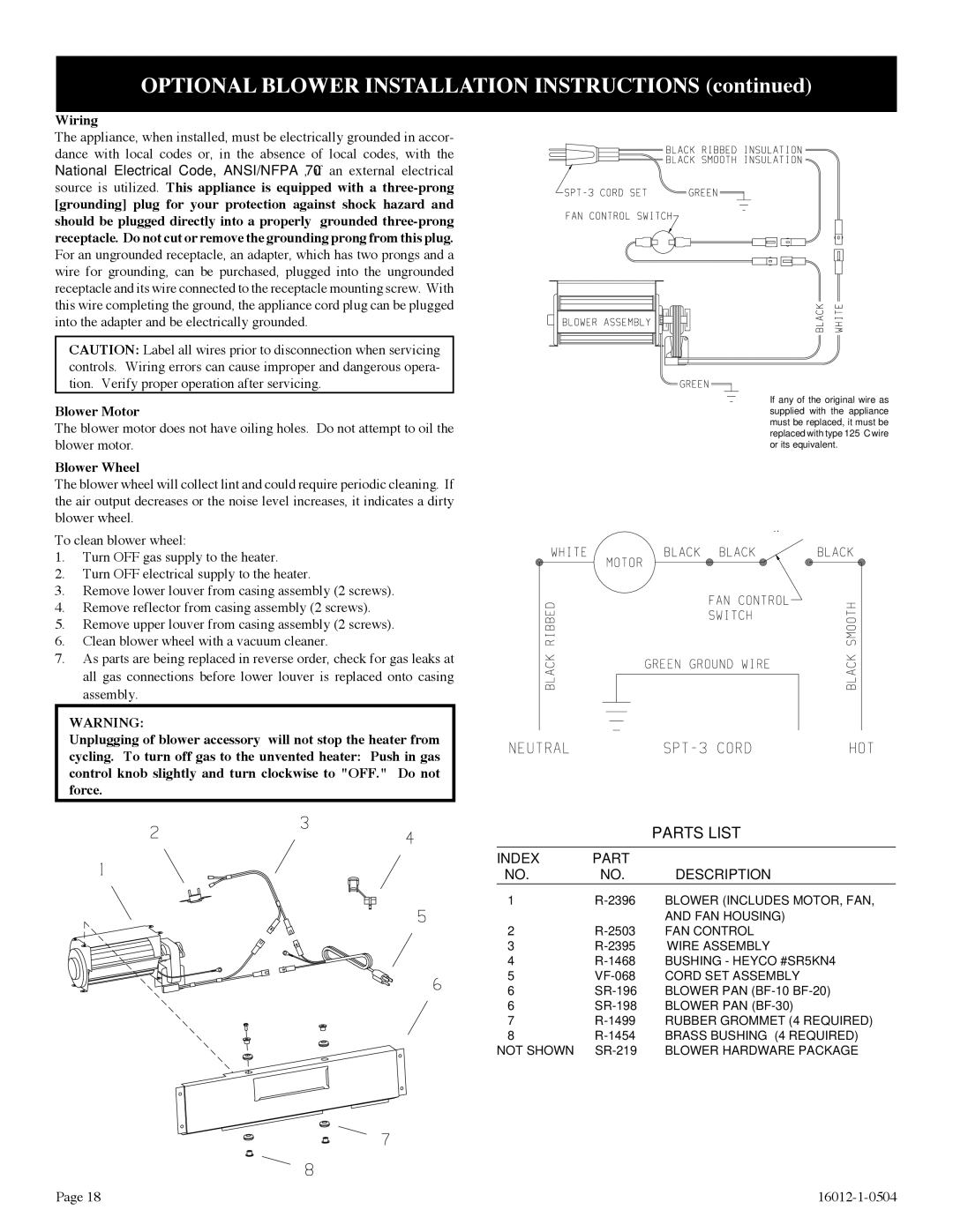 Empire Products BF-20-2, BF-30-2, BF-10-2 installation instructions Optional Blower Installation Instructions 