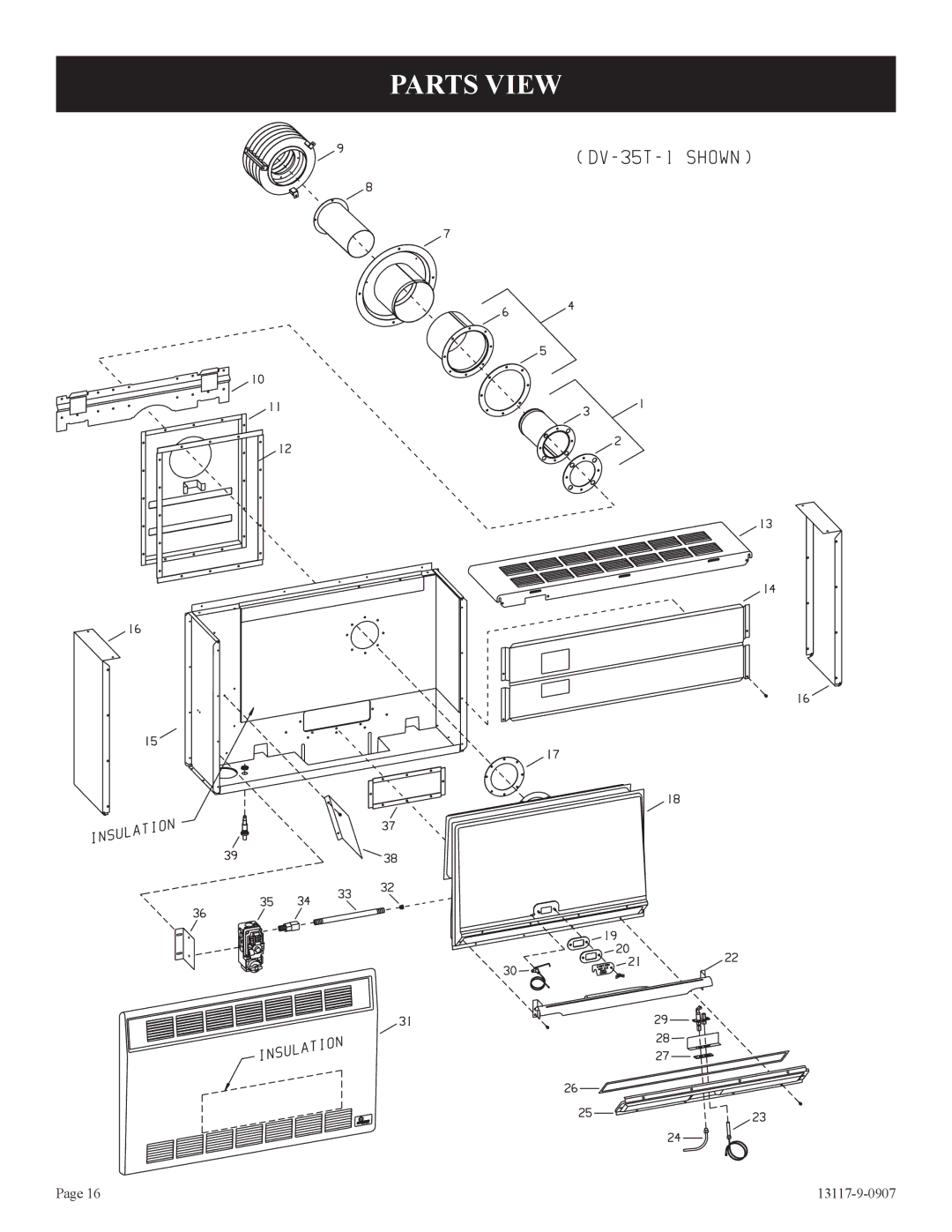 Empire Products DV-35T-1, DV-25T-1 installation instructions Parts View 