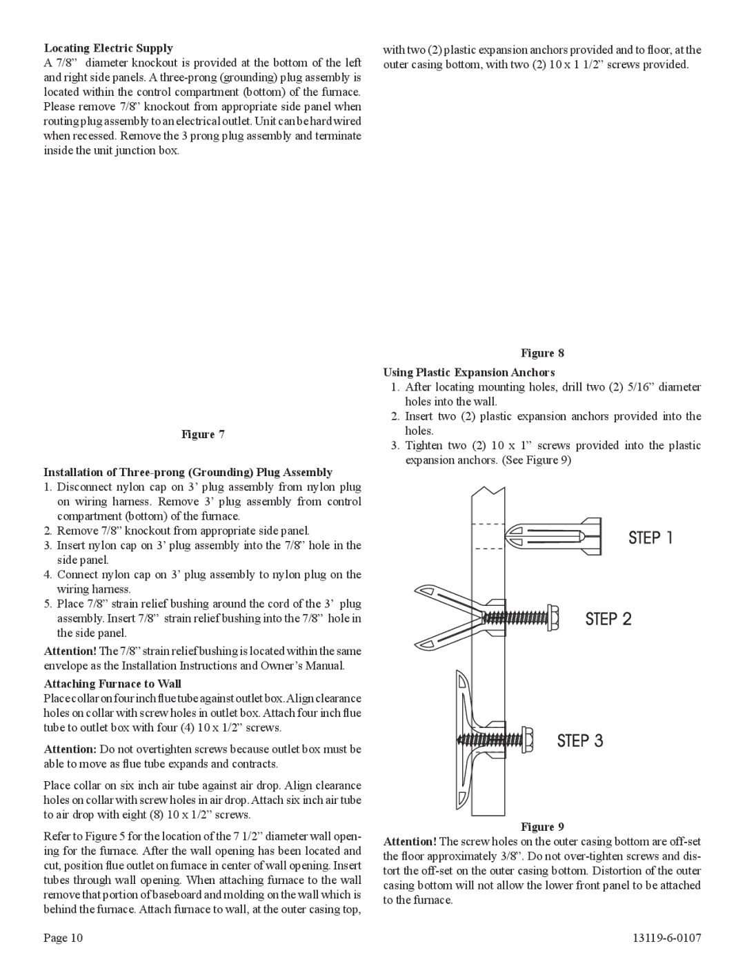 Empire Products DVC-35IPT-1, DVC-35T-1 Locating Electric Supply, Installation of Three-prong Grounding Plug Assembly 