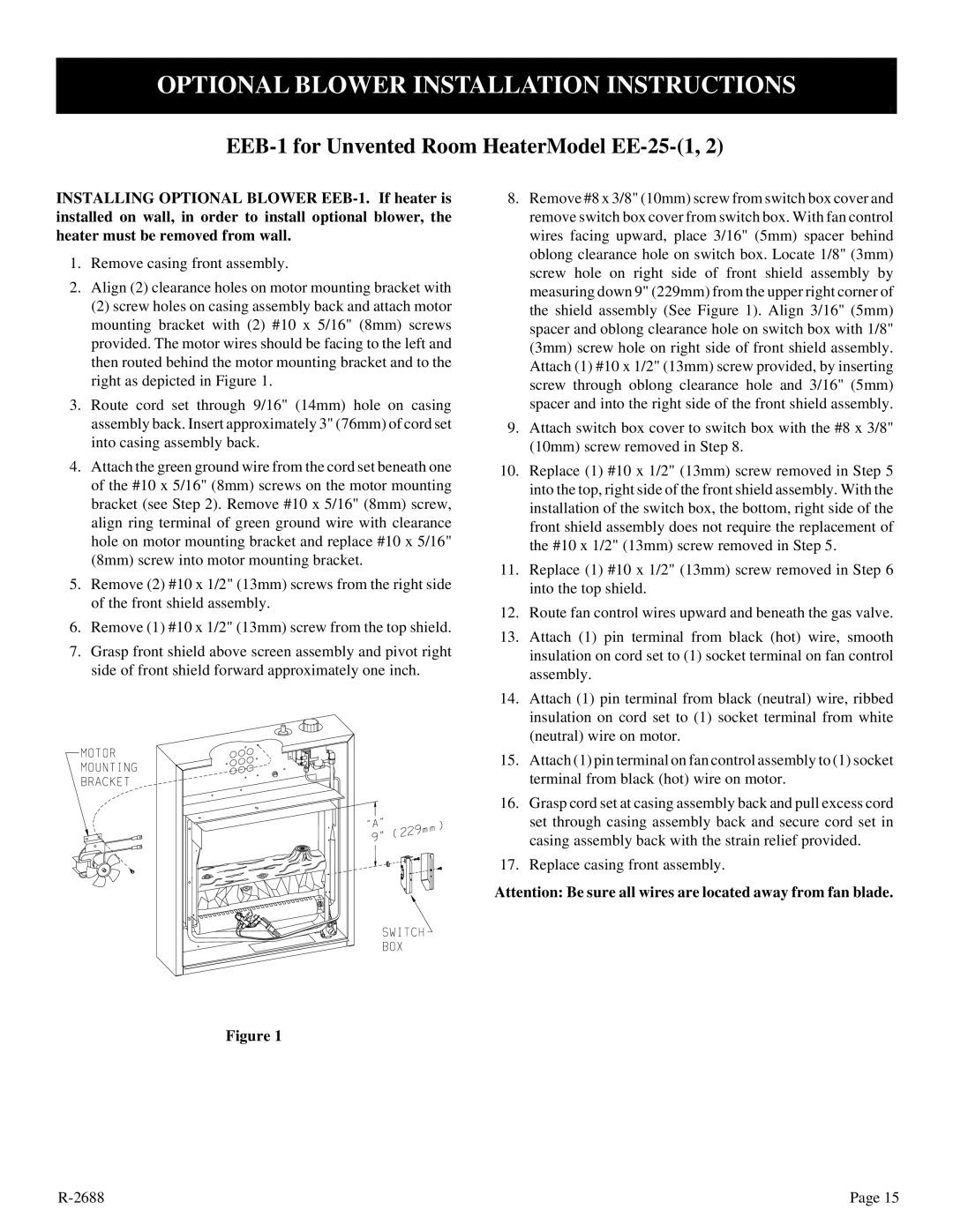 Empire Products EE-25-2 installation instructions Optional Blower Installation Instructions 