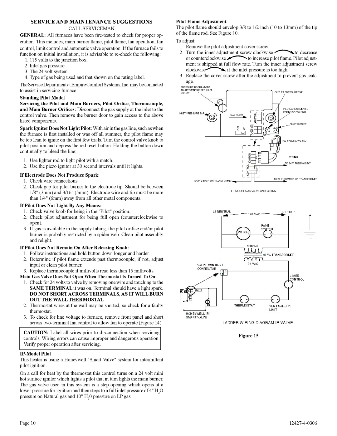 Empire Products FAW-40-1IP If Electrode Does Not Produce Spark, If Pilot Does Not Light By Any Means, IP-Model Pilot 