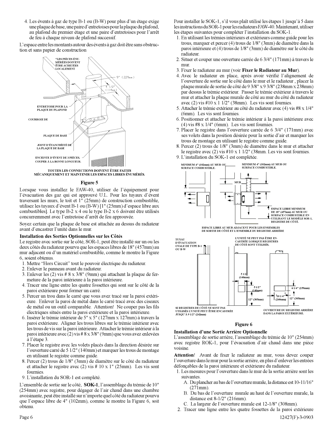 Empire Products FAW-40-1IP, FAW-40-1SPP installation instructions Installation des Sorties Optionnelles sur les Côtés 