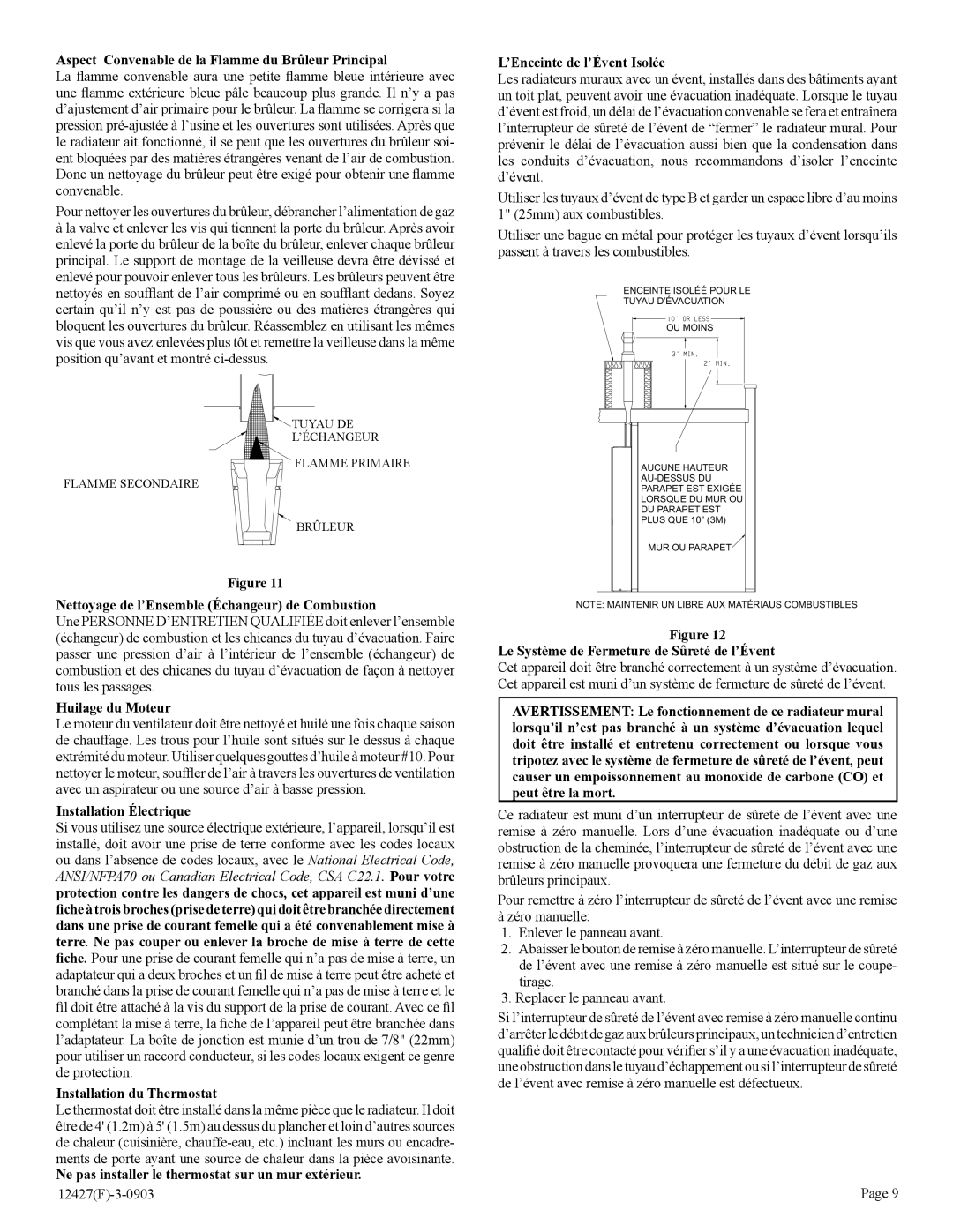 Empire Products FAW-40-1SPP, FAW-40-1IP Aspect Convenable de la Flamme du Brûleur Principal, Huilage du Moteur 