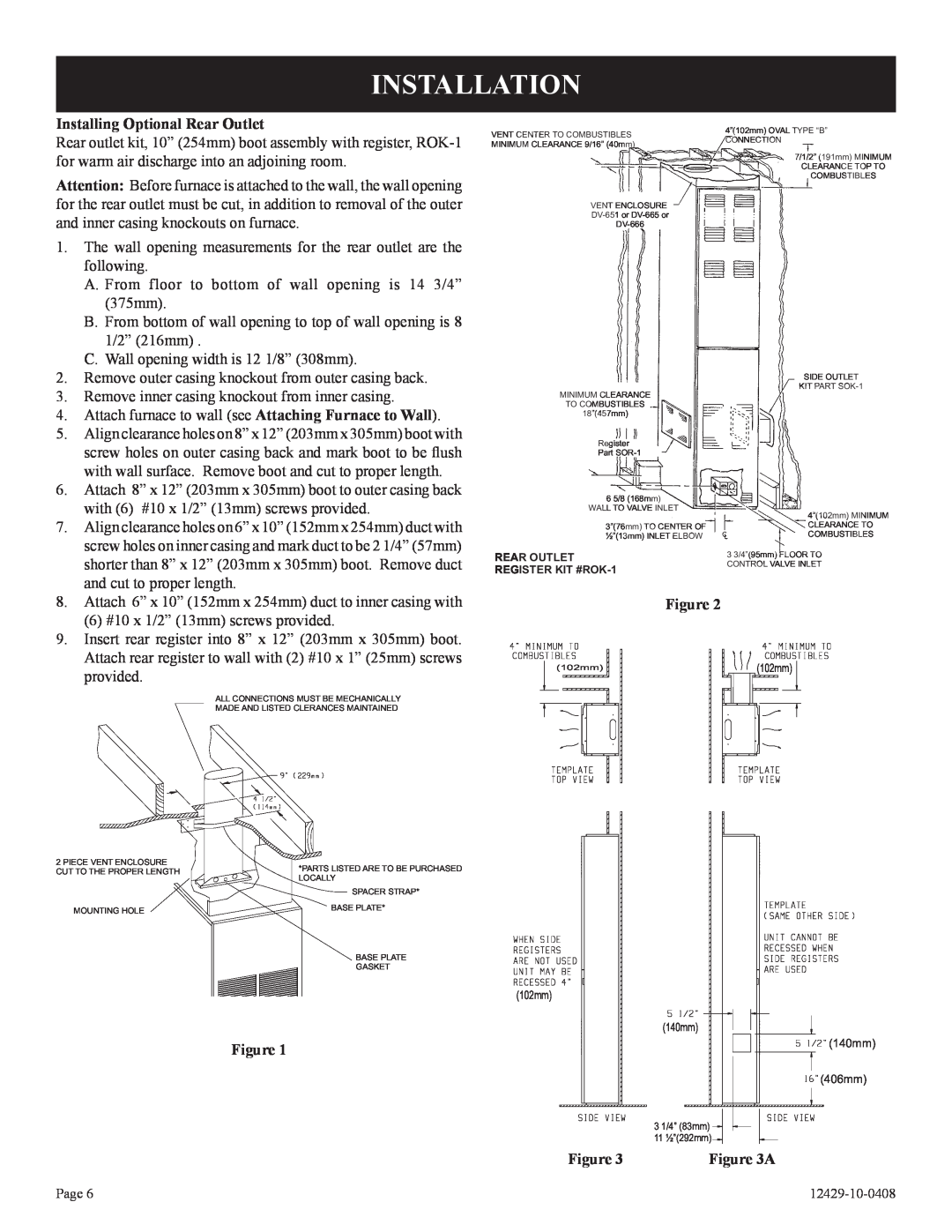 Empire Products FAW-55IP installation instructions Installation, Installing Optional Rear Outlet 
