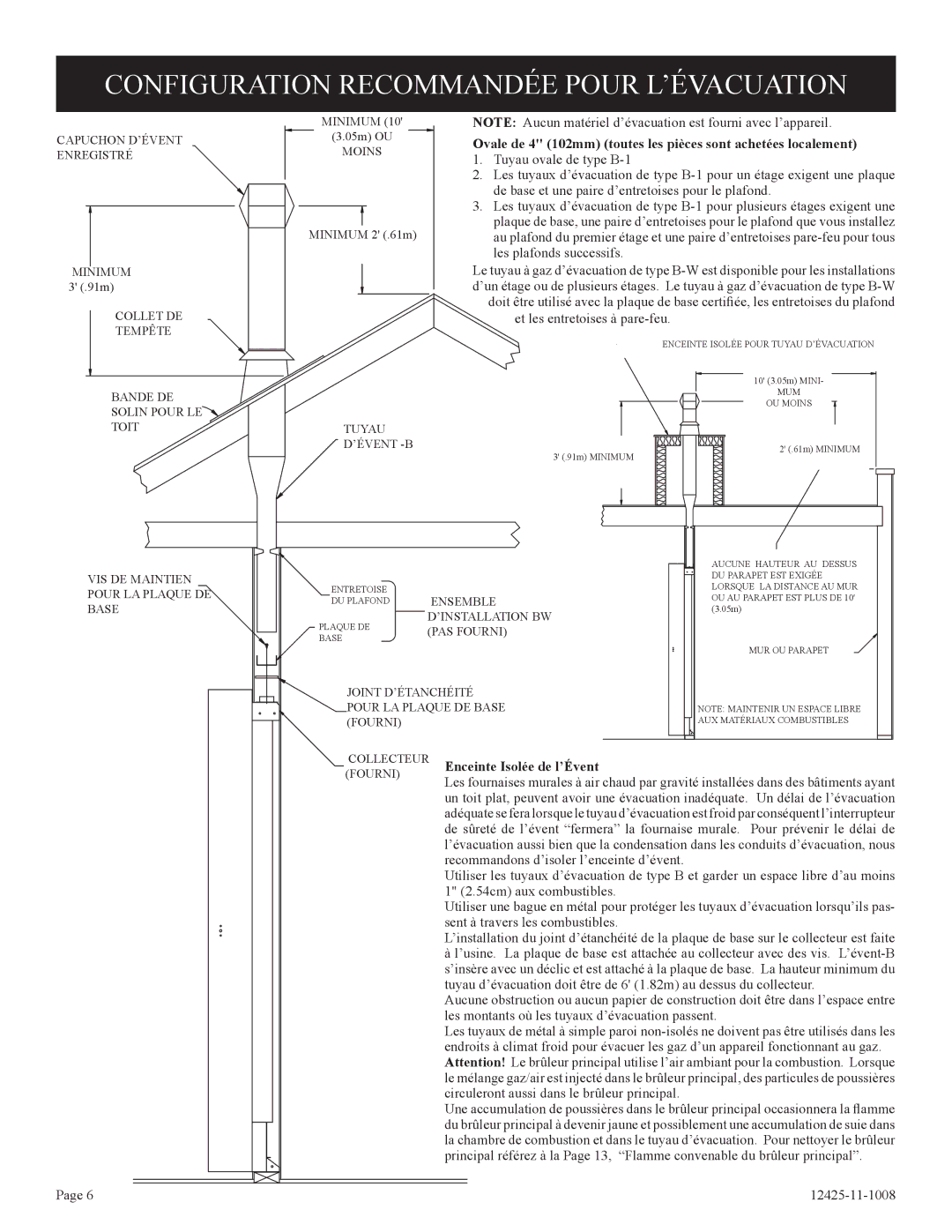 Empire Products GWT-25-2(SG, GWT-35-2(SG Configuration Recommandée Pour L’ÉVACUATION, Enceinte Isolée de l’Évent 