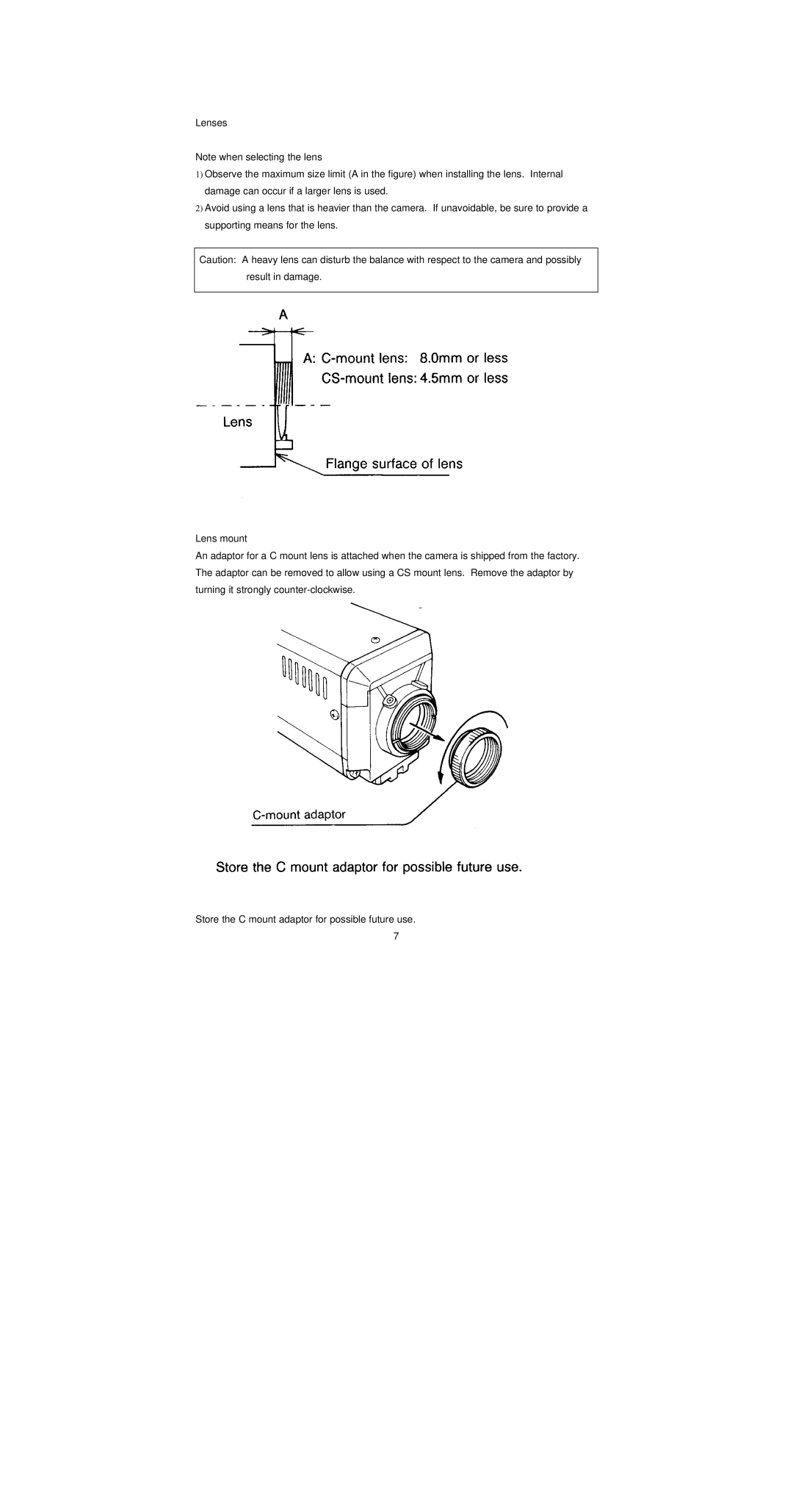 Empire Products K550 operation manual Store the C mount adaptor for possible future use 