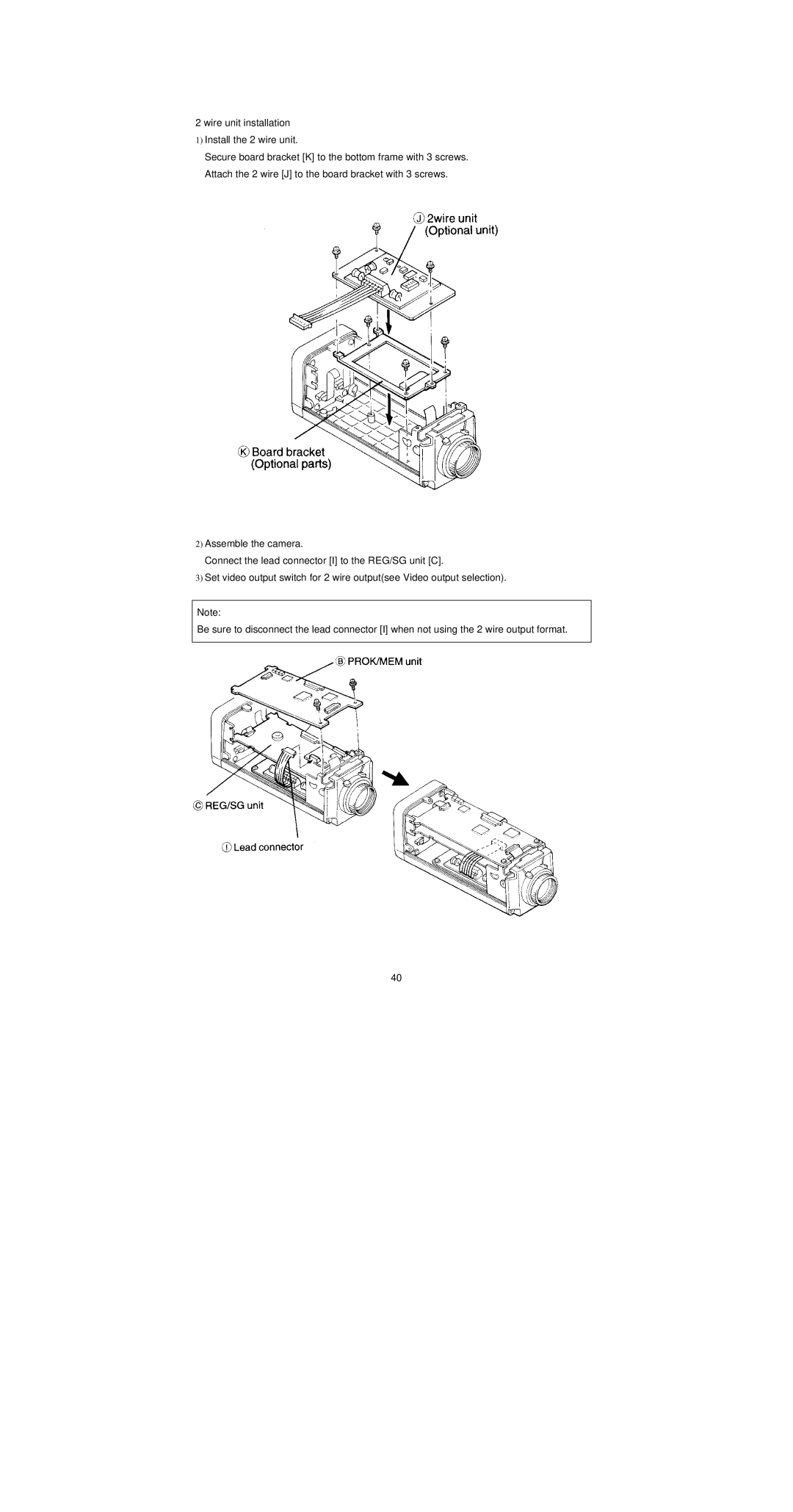 Empire Products K550 operation manual Wire unit installation Install the 2 wire unit 