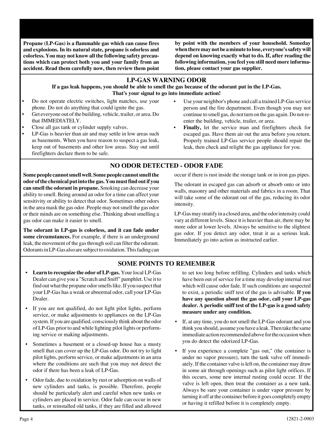 Empire Products RH-35-6, RH-25-6 installation instructions Safety Information for Users of LP-GAS, LP-GAS Warning Odor 