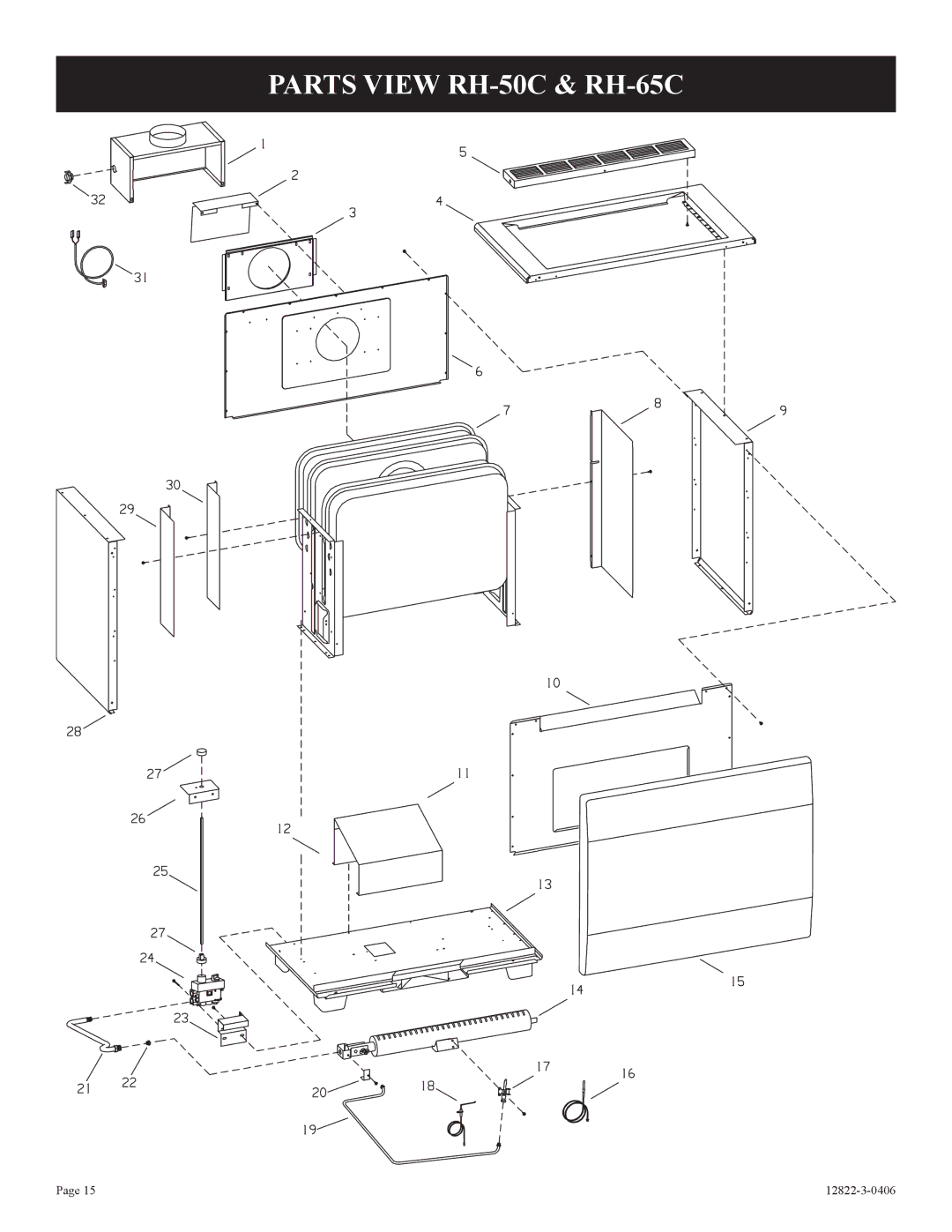 Empire Products RH-50-6 installation instructions Parts View RH-50C & RH-65C 