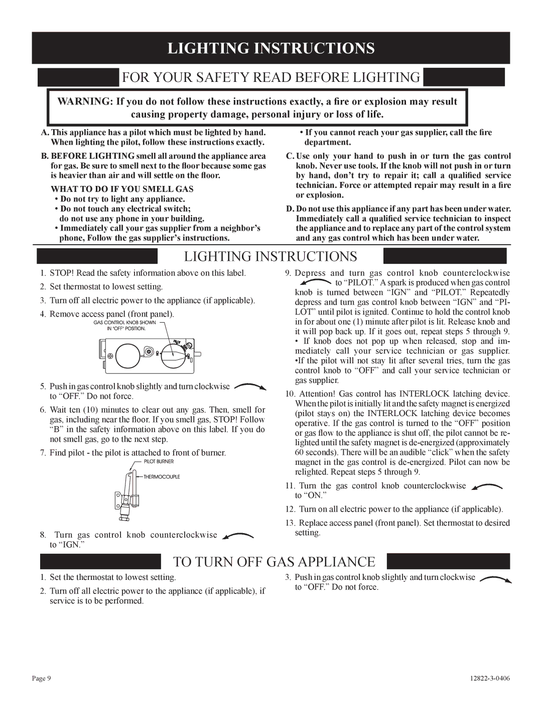 Empire Products RH-50-6 Lighting Instructions, Technician. Force or attempted repair may result in a ﬁre, Or explosion 