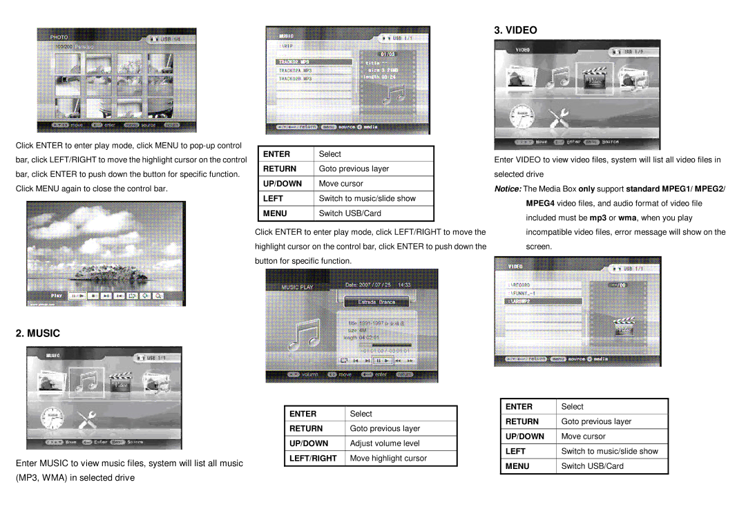 Emprex BMP-001 manual Video, Music 