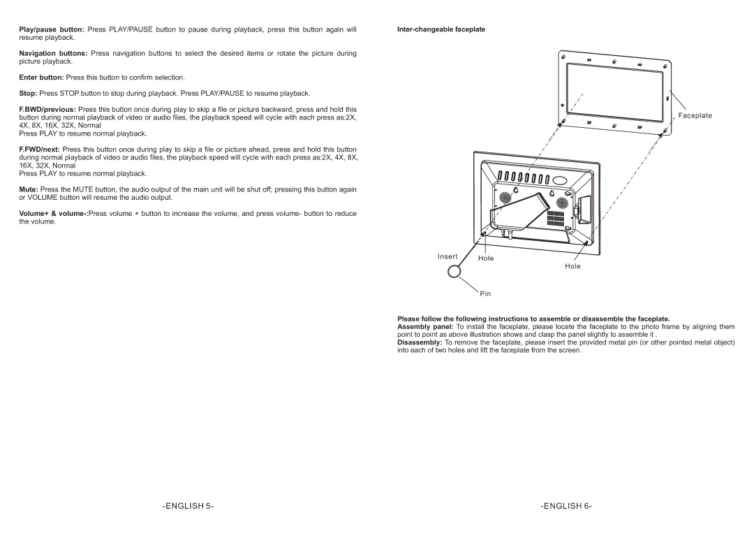 Emprex BPF-109D user manual Inter-changeable faceplate 