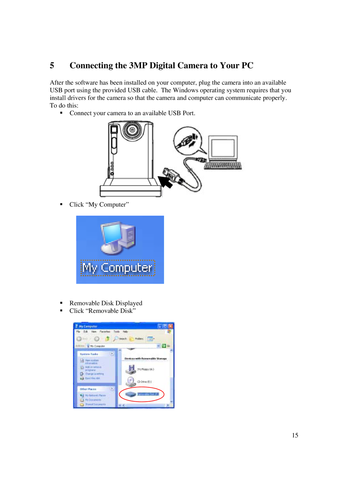 Emprex DSC 3380S manual Connecting the 3MP Digital Camera to Your PC 