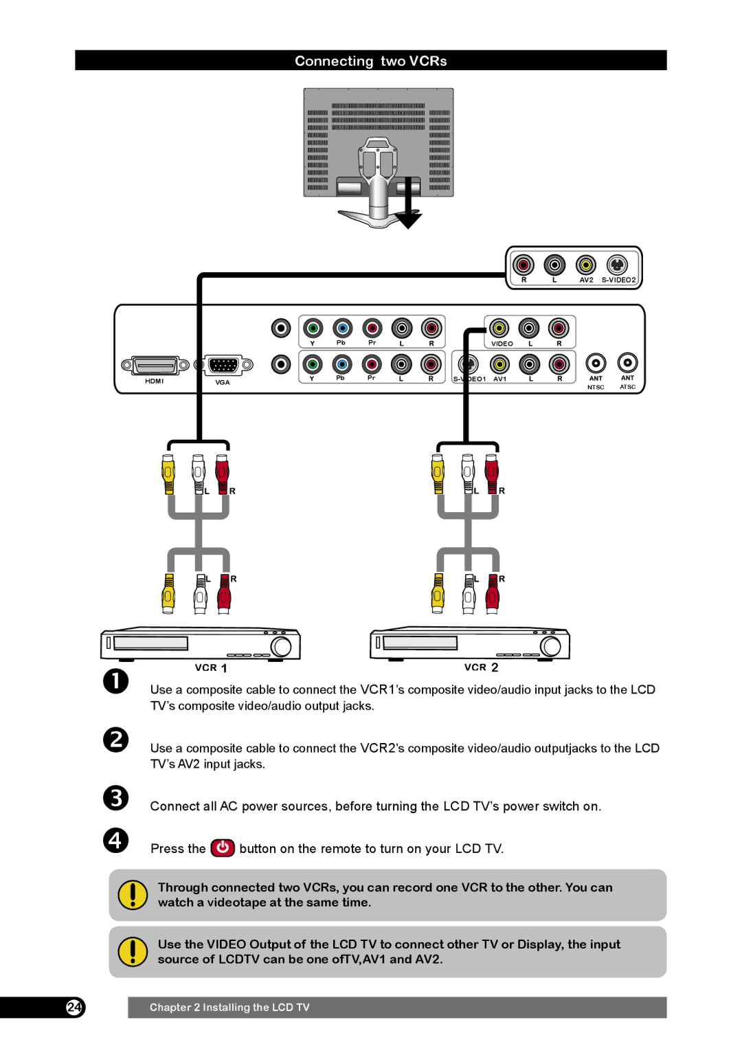 Emprex HD-3701 manual Connecting two VCRs 