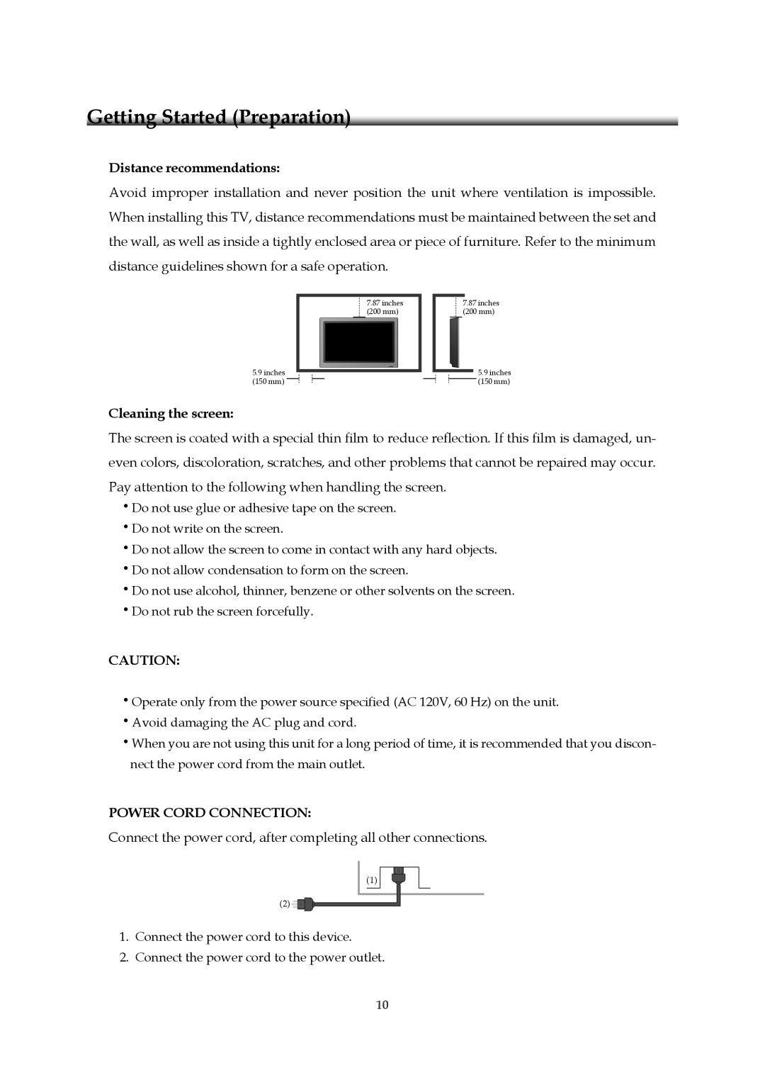 Emprex HD-3701P manual Distance recommendations, Cleaning the screen 