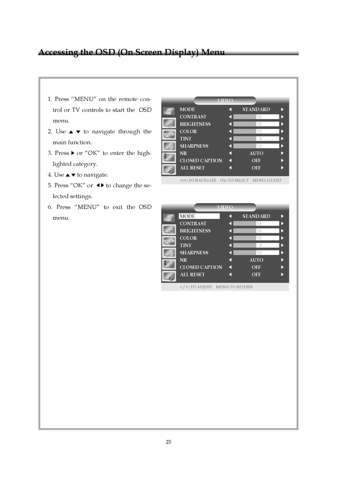 Emprex HD-3701P manual Video Mode 