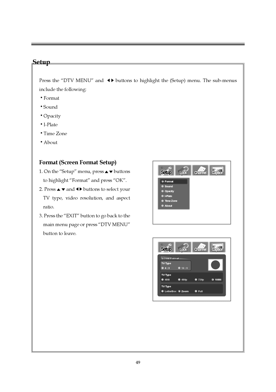 Emprex HD-3701P manual Format Screen Format Setup 