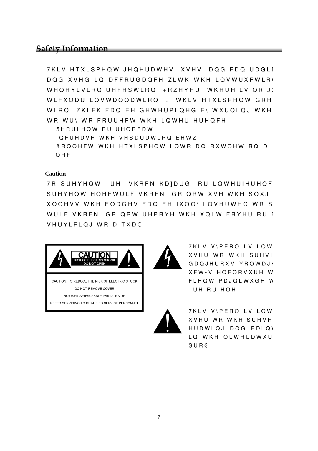 Emprex HD-3701P manual Risk of Electric Shock Do not Open 