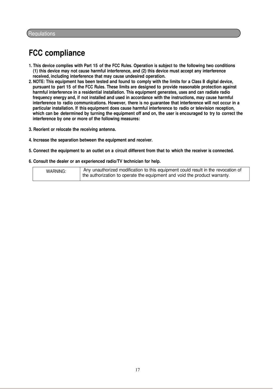 Emprex LM-1702 manual FCC compliance 