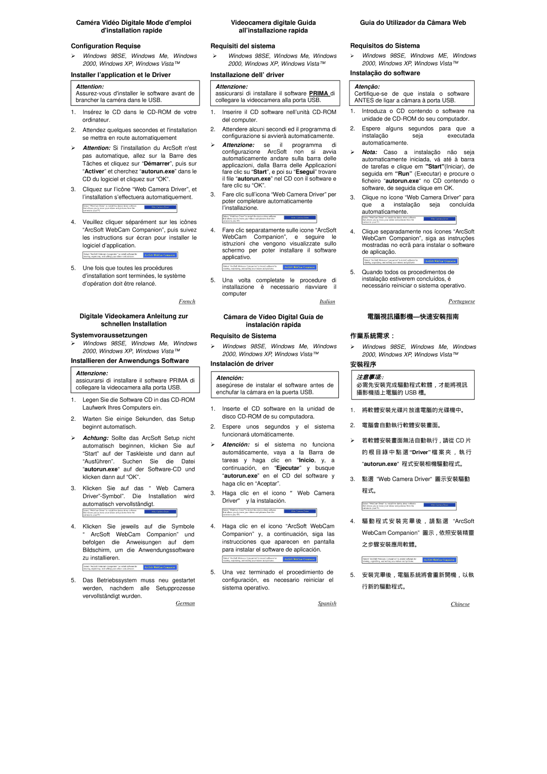 Emprex PC320 manual Installer l’application et le Driver, Installieren der Anwendungs Software, Installazione dell’ driver 