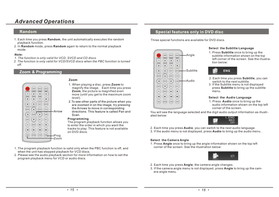 Emprex PD-7001 manual Special features only in DVD disc 