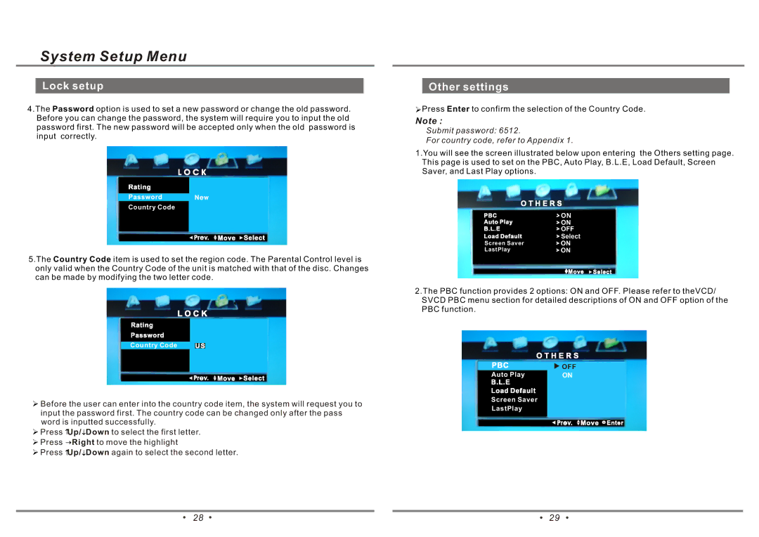 Emprex PD-7001 manual Locksetup, Other settings 