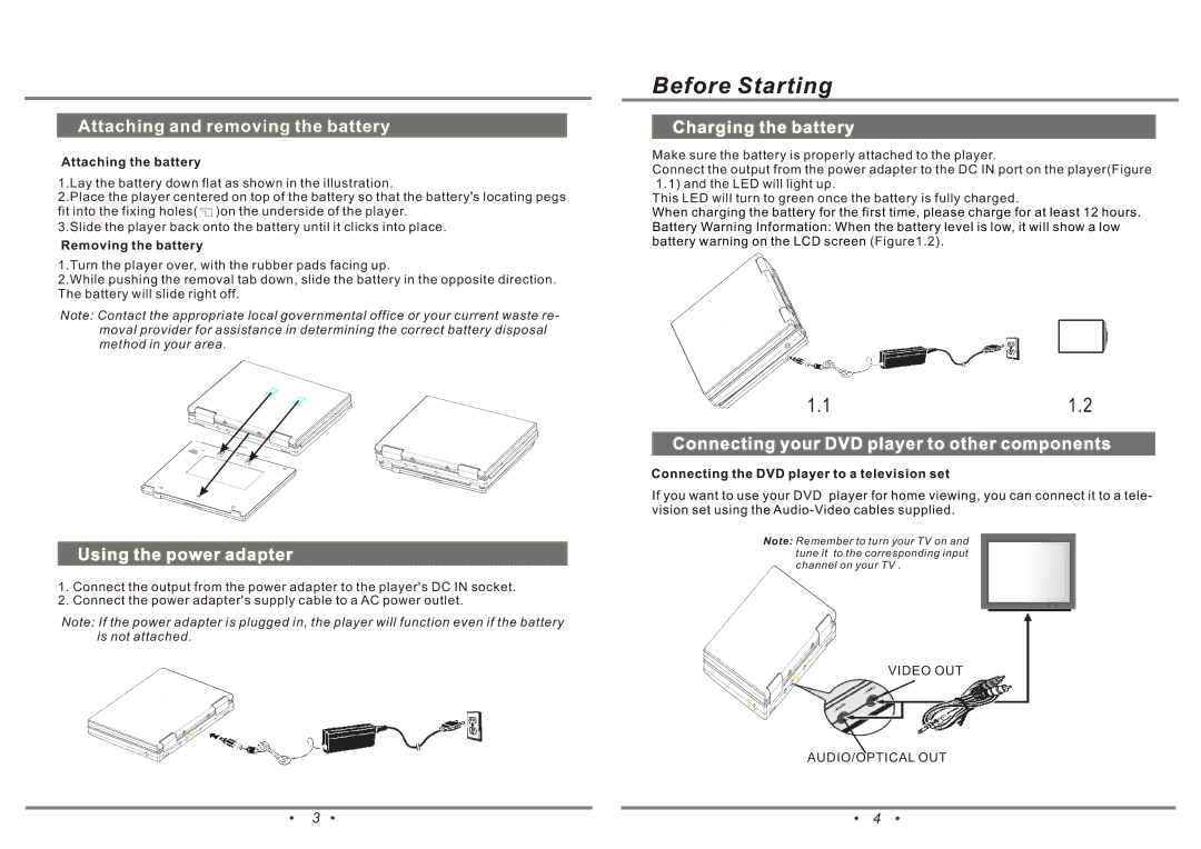 Emprex PD-7001 manual Attaching and removing the battery, Attaching the battery, Removing the battery 