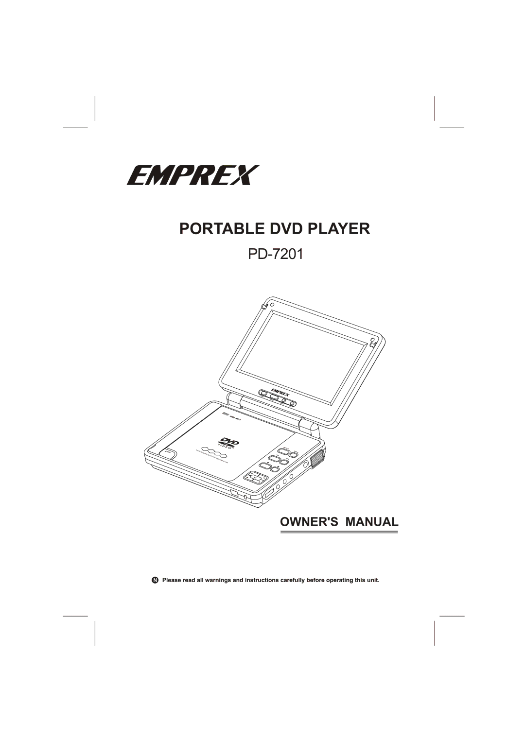 Emprex PD-7201 manual Portable DVD Player 