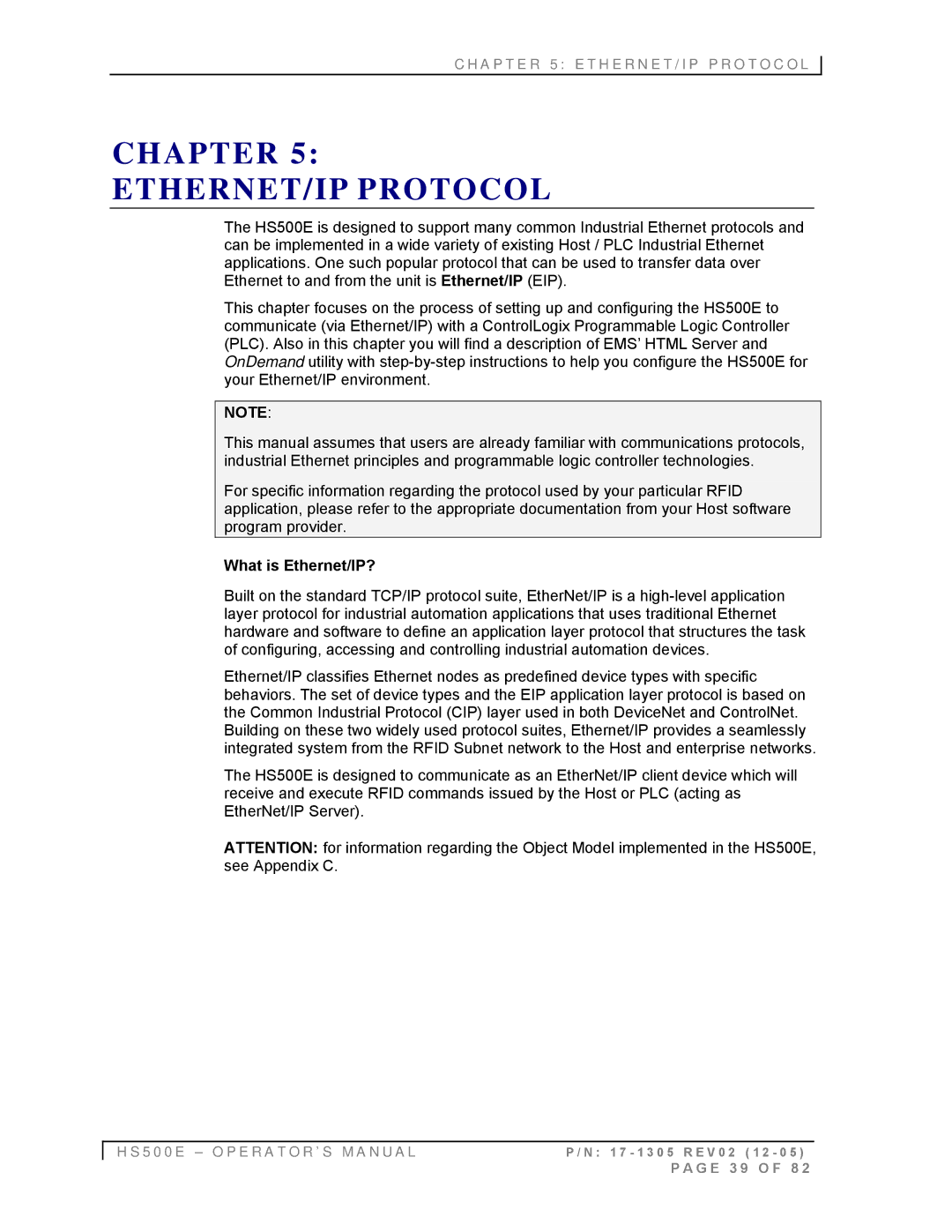 Emsa HS500E manual Chapter ETHERNET/IP Protocol, What is Ethernet/IP? 