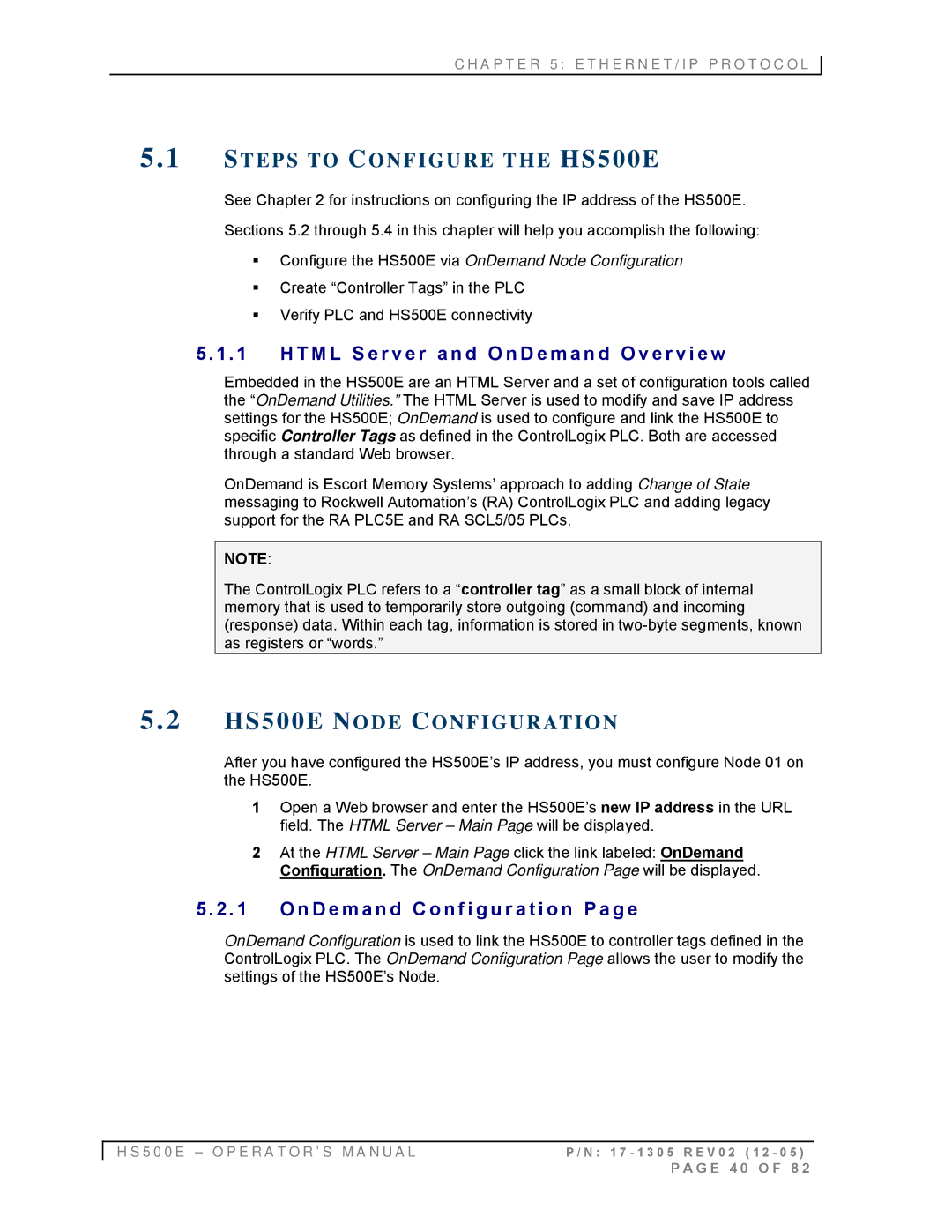 Emsa Steps to Configure the HS500E, HS500E Node Configuration, T M L S e r v e r a n d O n D e m a n d O v e r v i e w 