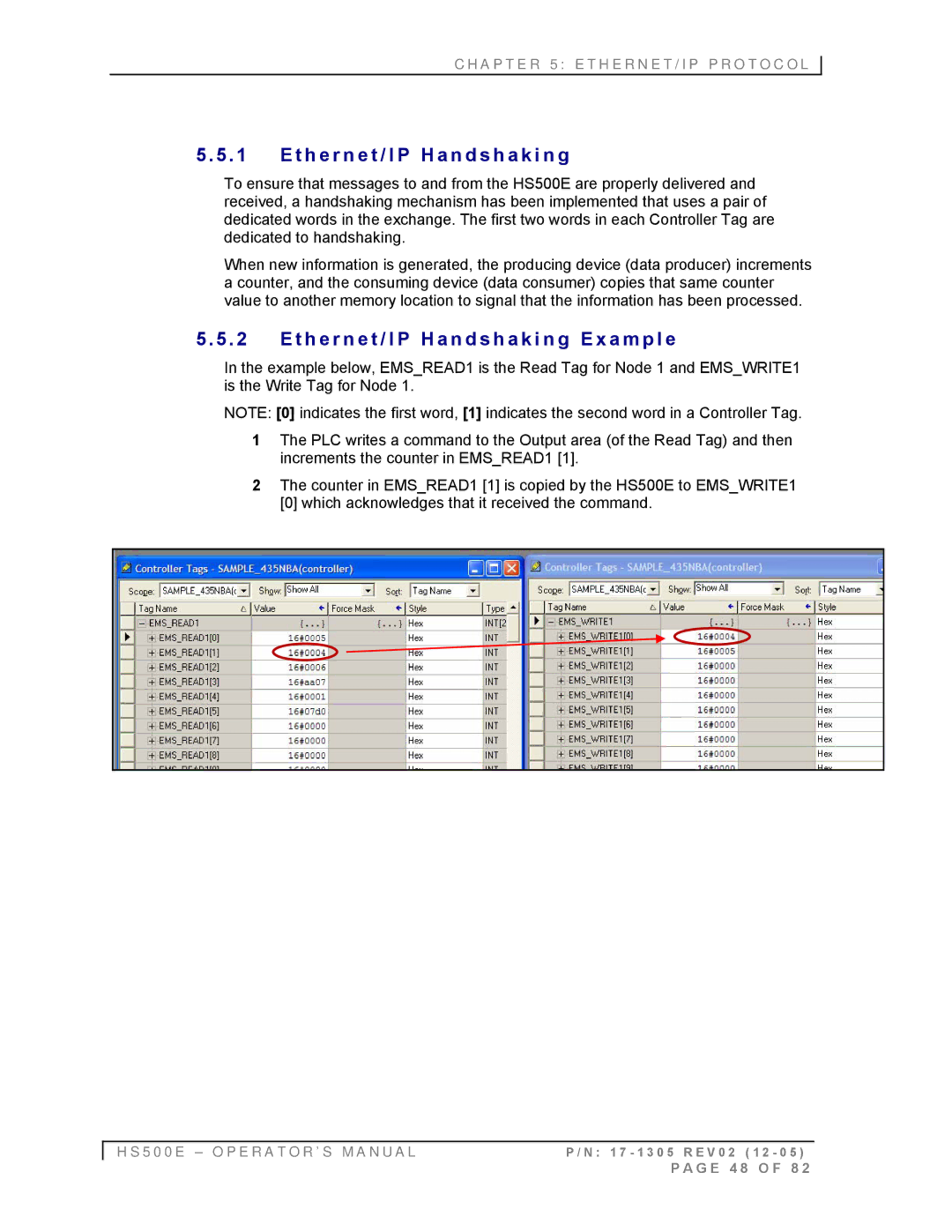 Emsa HS500E manual T h e r n e t / I P H a n d s h a k i n g E x a m p l e 