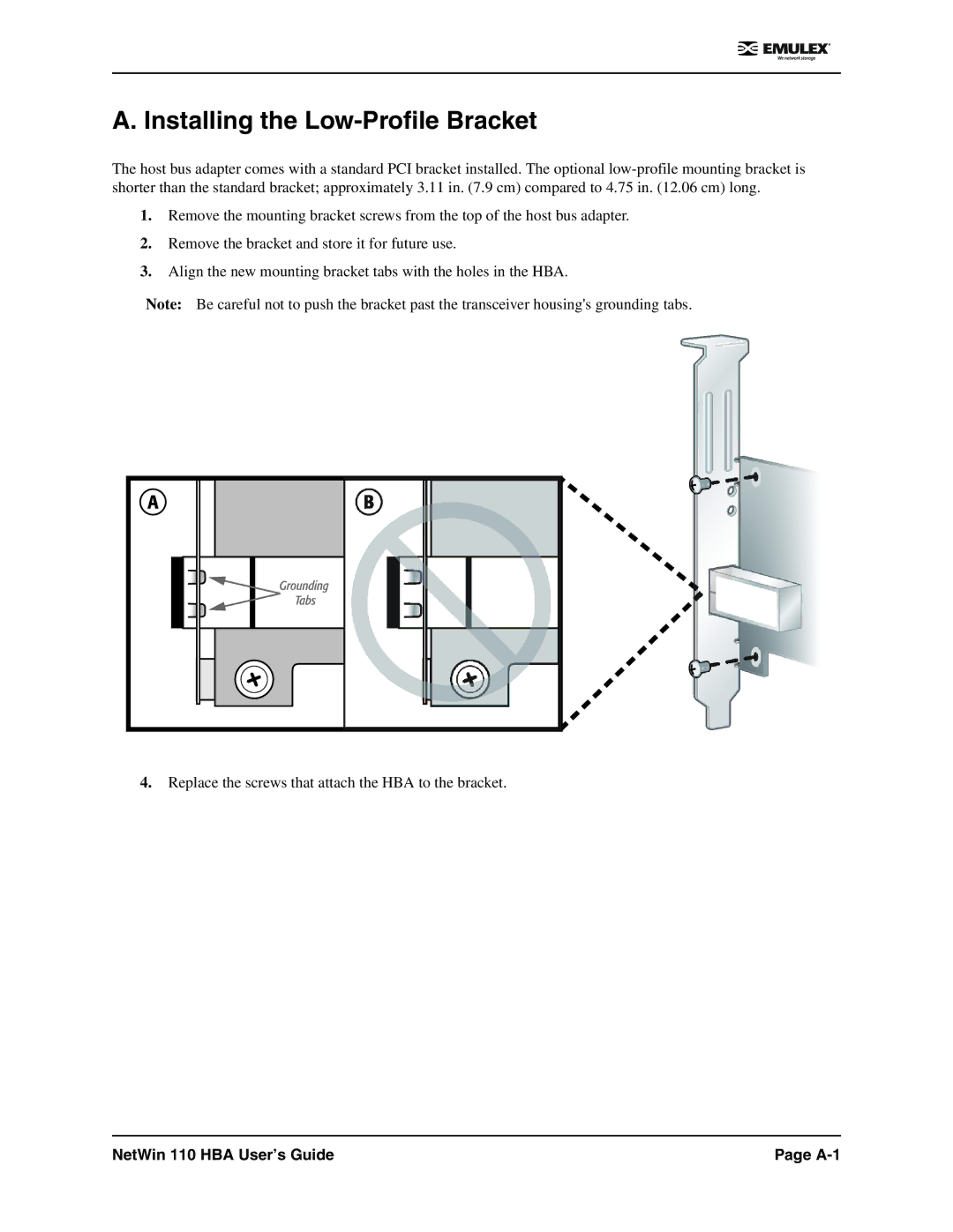 Emulex 110 manual 