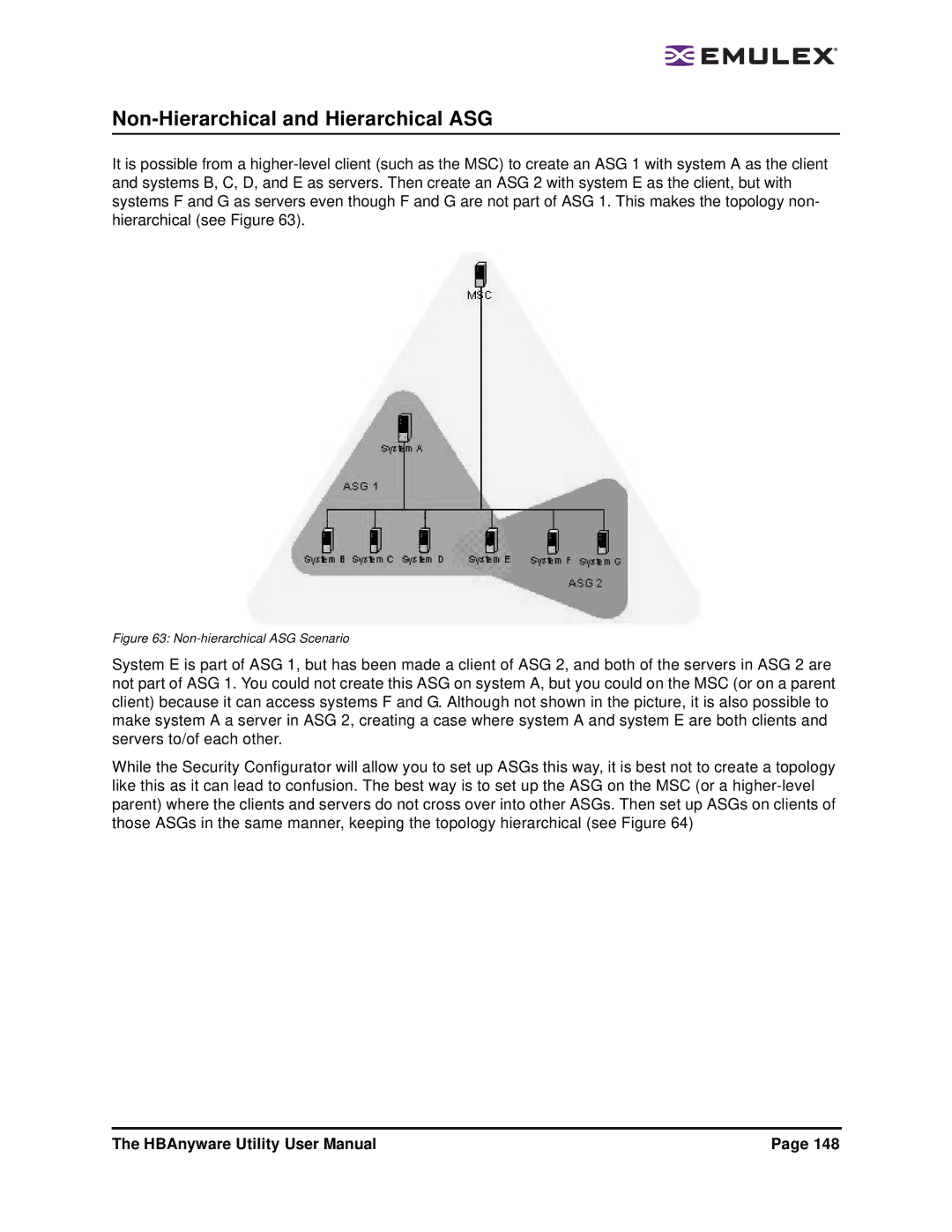 Emulex 3.4 user manual Non-Hierarchical and Hierarchical ASG, Non-hierarchical ASG Scenario 