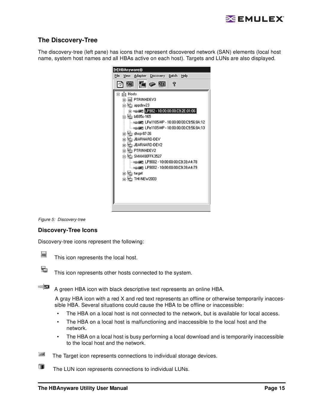 Emulex 3.4 user manual Discovery-Tree Icons 