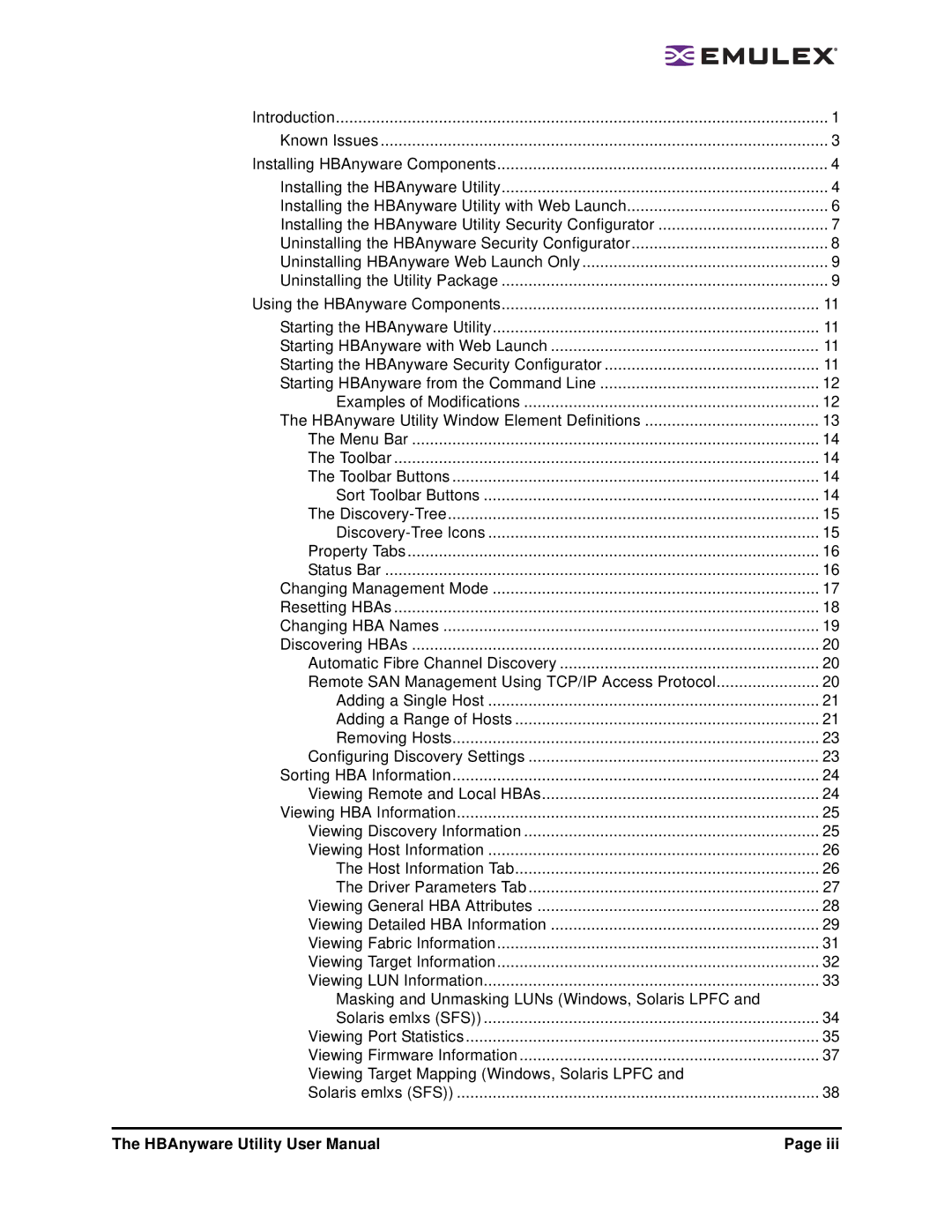 Emulex 3.4 user manual Known Issues 