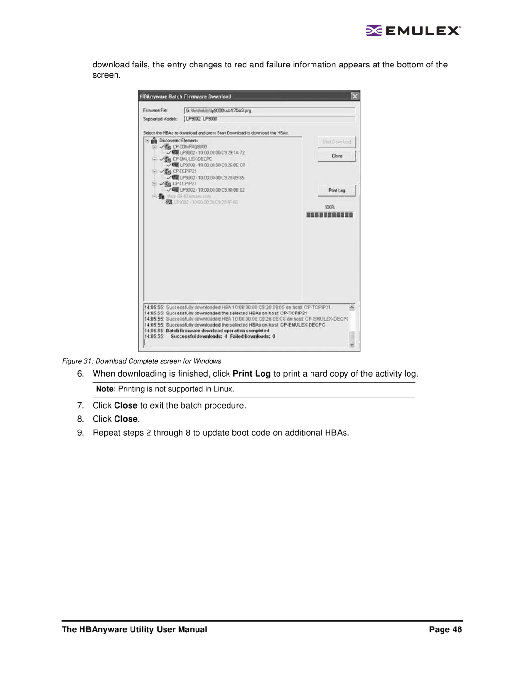 Emulex 3.4 user manual Download Complete screen for Windows 